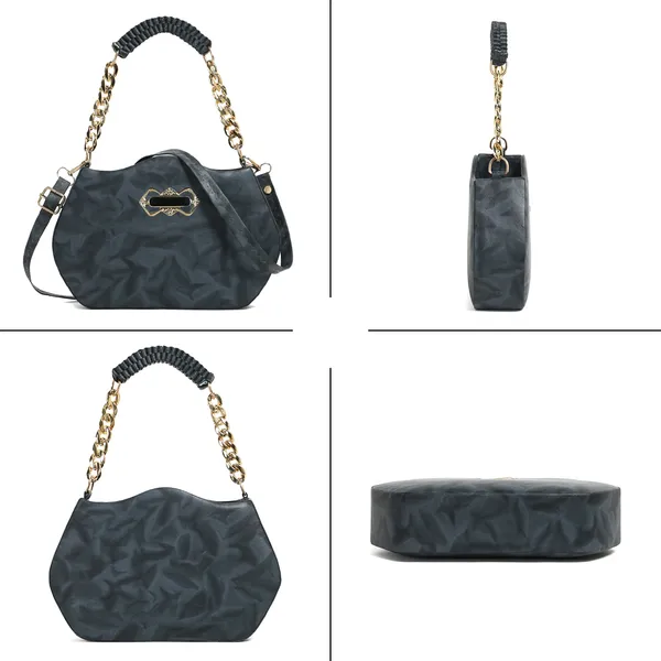 Stylish_Black_Faux_Leather_Shoulder_Bag_For_Women_With_Gold_Chain_Handle_&_Adjustable_Strap