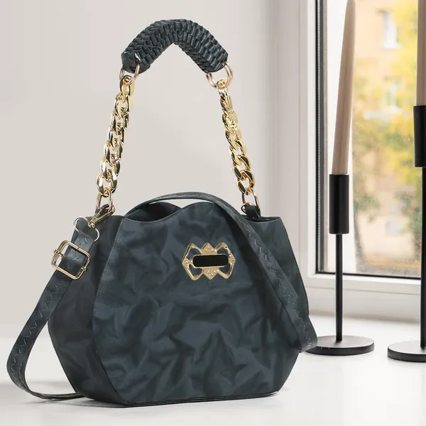 Stylish_Black_Faux_Leather_Shoulder_Bag_For_Women_With_Gold_Chain_Handle_&_Adjustable_Strap