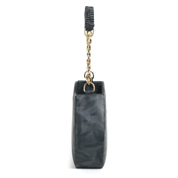 Stylish_Black_Faux_Leather_Shoulder_Bag_For_Women_With_Gold_Chain_Handle_&_Adjustable_Strap