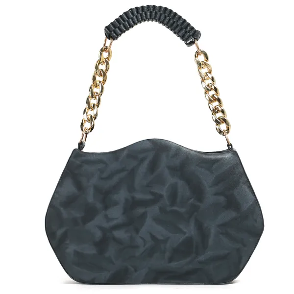 Stylish_Black_Faux_Leather_Shoulder_Bag_For_Women_With_Gold_Chain_Handle_&_Adjustable_Strap