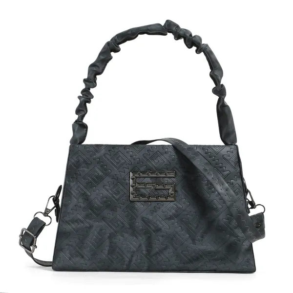 Elegant_Black_Designer_Shoulder_Bag_For_Women_With_Embossed_Pattern_&_Metal_G_Logo
