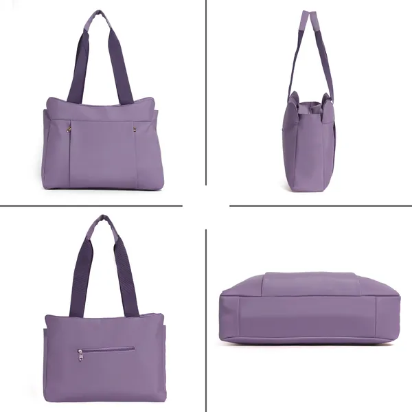 Trendy_Purple_Nylon_Tote_Bag_For_Women_Lightweight_Shoulder_Handbag_With_Spacious_Compartments,_Durable_Straps_&_Water-Resistant_Design_Ideal_For_Office,_Travel,_Gym,_Or_Everyday_Use