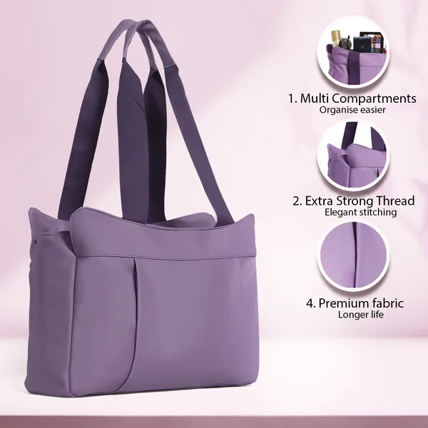 Trendy_Purple_Nylon_Tote_Bag_For_Women_Lightweight_Shoulder_Handbag_With_Spacious_Compartments,_Durable_Straps_&_Water-Resistant_Design_Ideal_For_Office,_Travel,_Gym,_Or_Everyday_Use