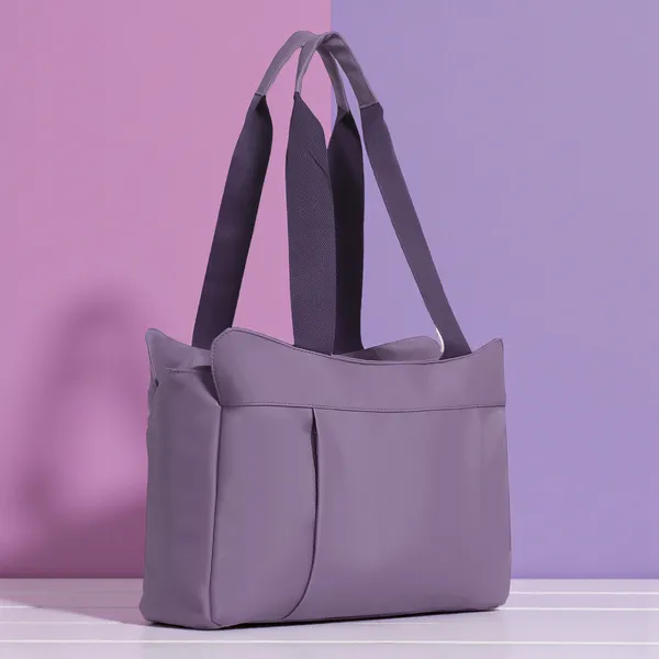 Trendy_Purple_Nylon_Tote_Bag_For_Women_Lightweight_Shoulder_Handbag_With_Spacious_Compartments,_Durable_Straps_&_Water-Resistant_Design_Ideal_For_Office,_Travel,_Gym,_Or_Everyday_Use
