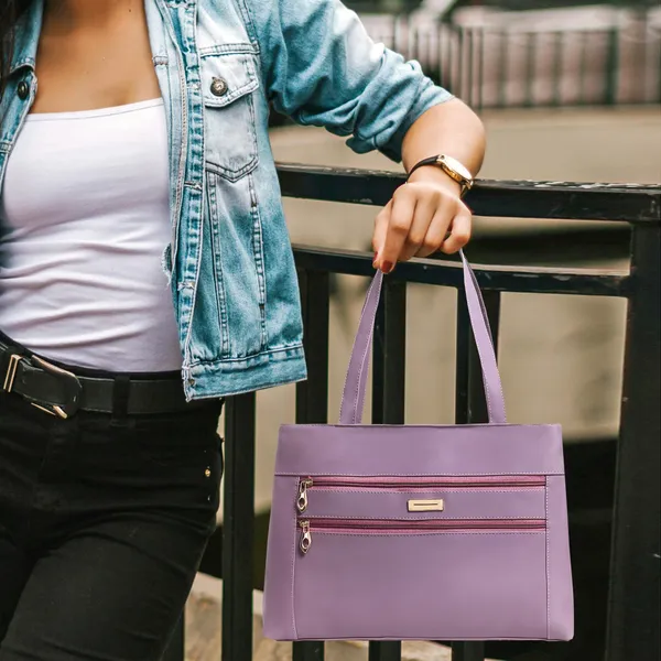 Trendy_Purple_Leather_Tote_Bag_For_Women_Spacious_Shoulder_Handbag_With_Dual_Zipper_Pockets,_Stylish_Office_&_Casual_Carryall_Purse,_Lightweight_Everyday_Travel_Bag