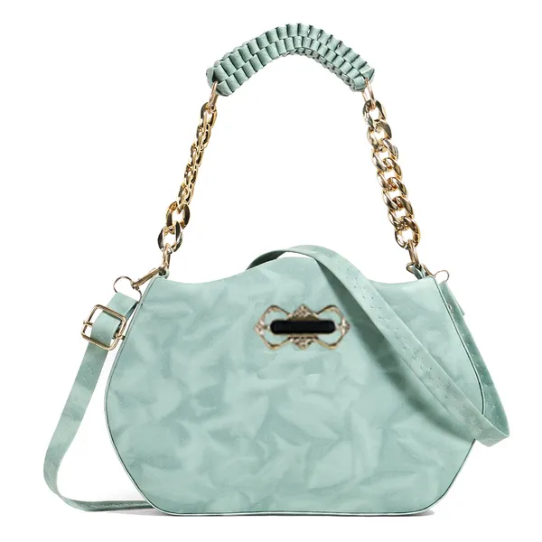 Stylish_Green_Faux_Leather_Shoulder_Bag_For_Women_With_Gold_Chain_Handle_&_Adjustable_Strap