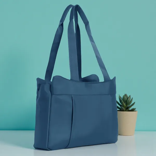 Trendy_Cyan_Nylon_Tote_Bag_For_Women_Lightweight_Shoulder_Handbag_With_Spacious_Compartments,_Durable_Straps_&_Water-Resistant_Design_Ideal_For_Office,_Travel,_Gym,_Or_Everyday_Use