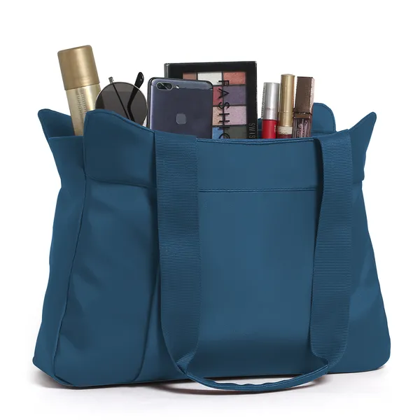 Trendy_Cyan_Nylon_Tote_Bag_For_Women_Lightweight_Shoulder_Handbag_With_Spacious_Compartments,_Durable_Straps_&_Water-Resistant_Design_Ideal_For_Office,_Travel,_Gym,_Or_Everyday_Use