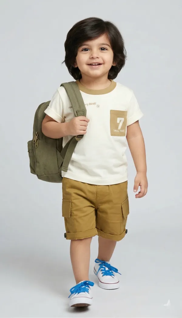 Mini_Mood_Summer_Set-_Half_Sleeve_T-shirt_with_7_and_text_print_&_Short_Set_-_Multi_Colour