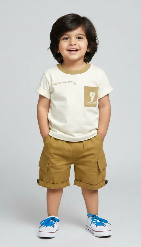 Mini_Mood_Summer_Set-_Half_Sleeve_T-shirt_with_7_and_text_print_&_Short_Set_-_Multi_Colour