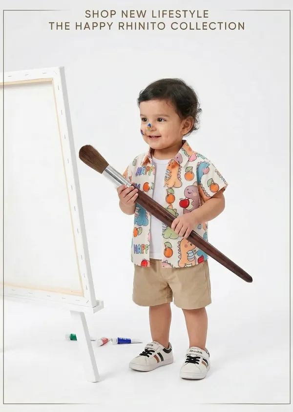 Rhiito_Toddler_Boys�_Dinosaur_Print_Shirt_&_Khaki_Shorts_Set