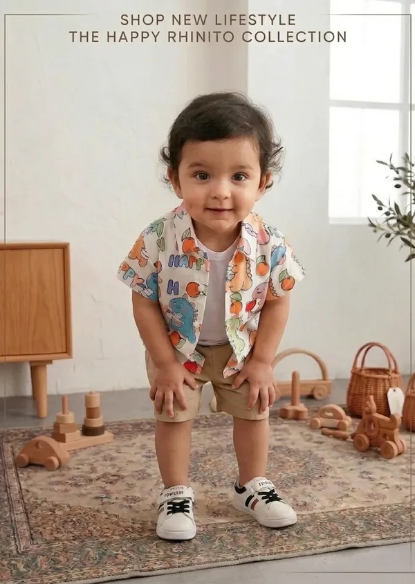 Rhiito_Toddler_Boys�_Dinosaur_Print_Shirt_&_Khaki_Shorts_Set