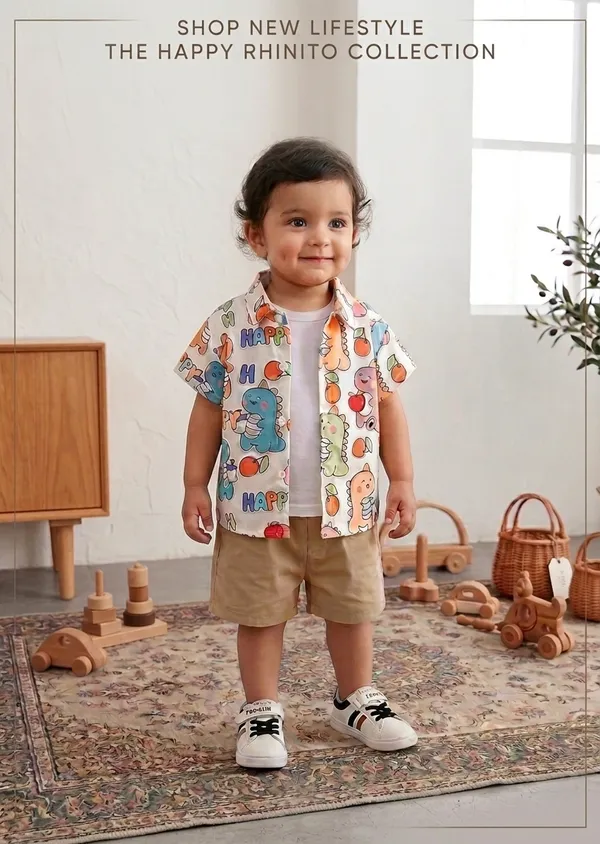 Rhiito_Toddler_Boys�_Dinosaur_Print_Shirt_&_Khaki_Shorts_Set
