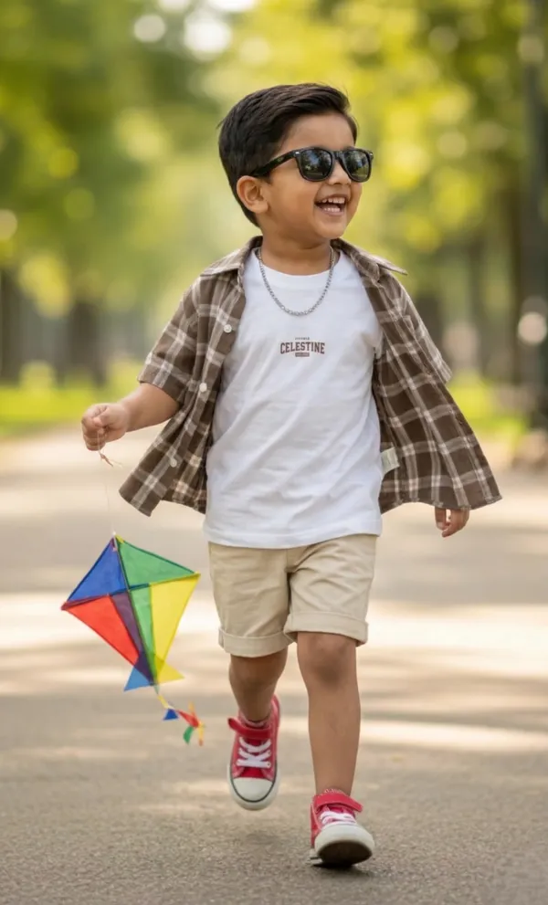 Tiny_Trend_Woven_Half_Sleeves_Checks_Shirt_&_Short_With_Inner_Tee_Multicolor_Set