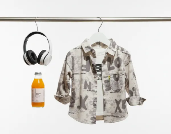 Gray_Cotton_Blend_Boy'S_Printed_Shirt_With_T-Shirt