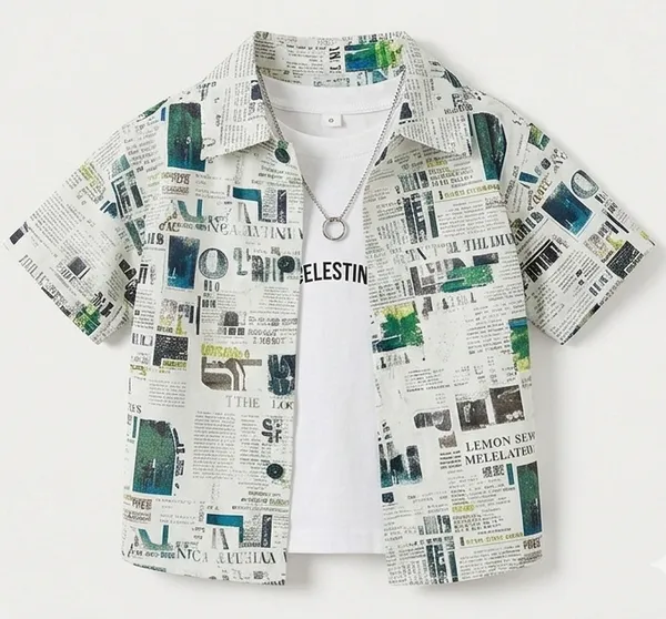 White_Cotton_Tshit,_Printed_Shirt_And_Shorts