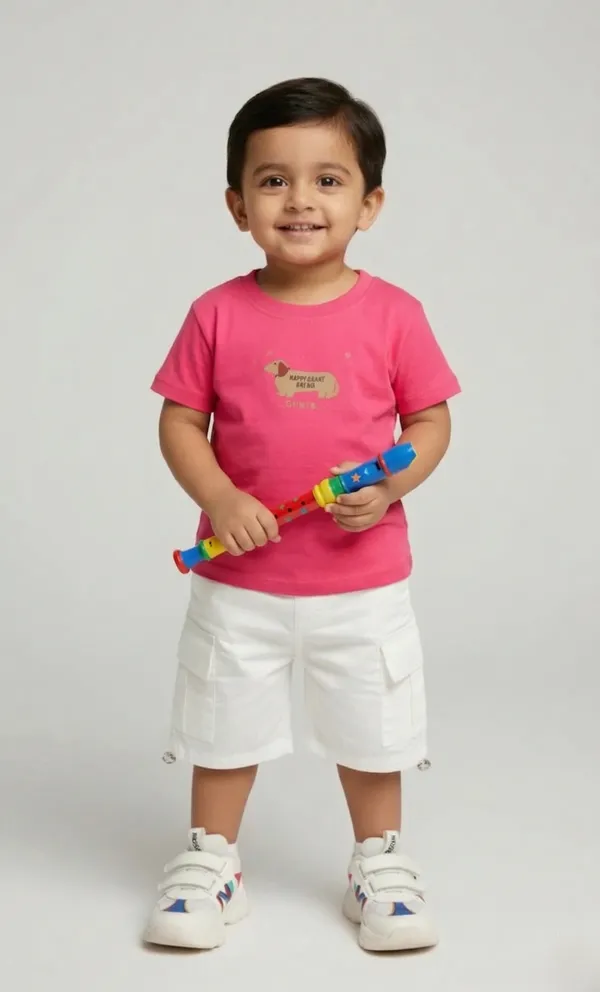 Rhinito_Single_Jersey_Knit_Half_Sleeves_T-Shirt_with_Animal_Text_Print_&_Text_Print_-_Prink_&_White_colour