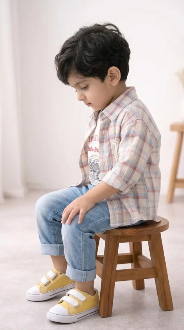 Maroon_White_Cotton_Checks_Full_Sleeves_Shirt,_Printed_Tshirt_And_Jeans