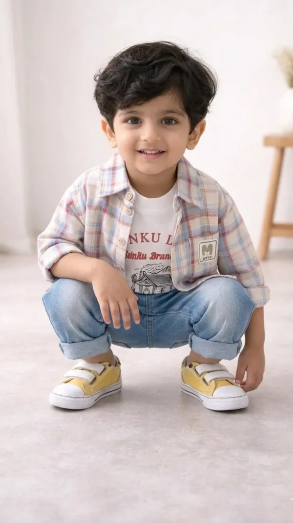 Maroon_White_Cotton_Checks_Full_Sleeves_Shirt,_Printed_Tshirt_And_Jeans