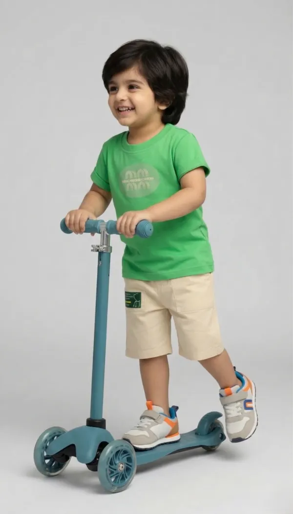 Rhinito_Single_Jersey_Knit_Half_Sleeves__T-Shirt_with_text_print_&_Shorts_Set_-_Green_&_Cream