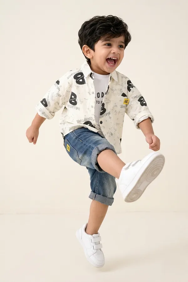 White_Cotton_Boys_Typographic_Printed_Shirt_With_T-Shirt_&_Denim_Pant