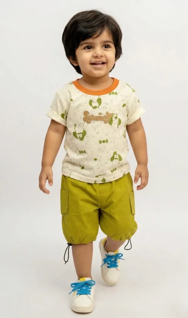 Little_Summer_Fun_Set-_Half_Sleeves_T-Shirt_with_Summer,Dog_Faces_Printed_&_Short_Set_Multi_colour