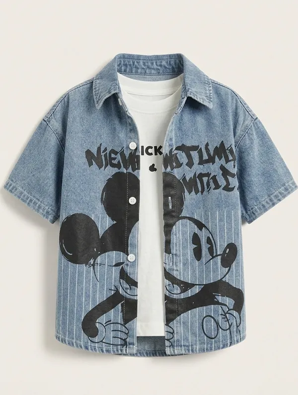 Blue_Cotton_Tshit,_Denim_Shirt_And_Denim_Shorts