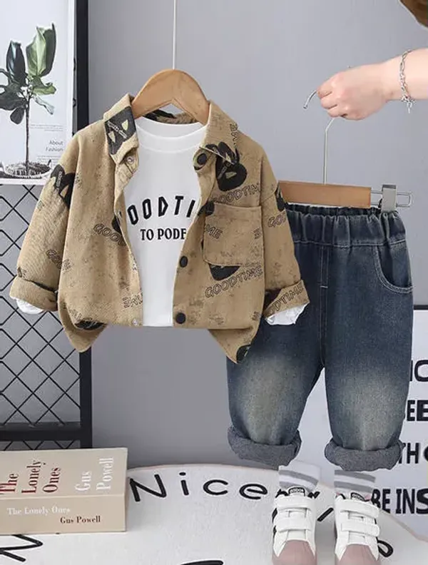 Brown_Cotton_Boys_Typographic_Printed_Shirt_With_T-Shirt_&_Denim_Pant