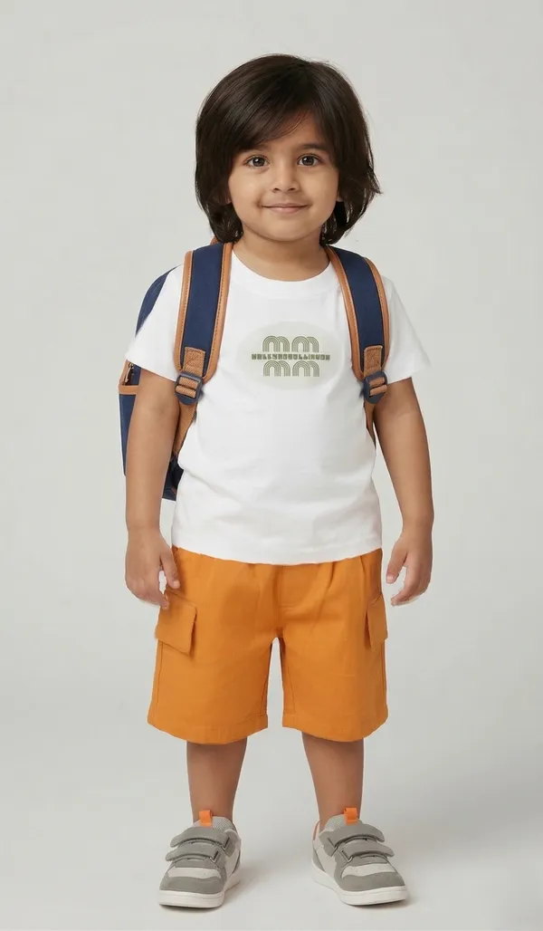 Rhinito_Single_Jersey_Knit_Half_Sleeves__T-Shirt_with_text_print_&_Shorts_Set_-_White_&_Orange