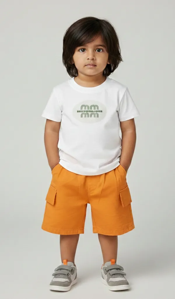 Rhinito_Single_Jersey_Knit_Half_Sleeves__T-Shirt_with_text_print_&_Shorts_Set_-_White_&_Orange
