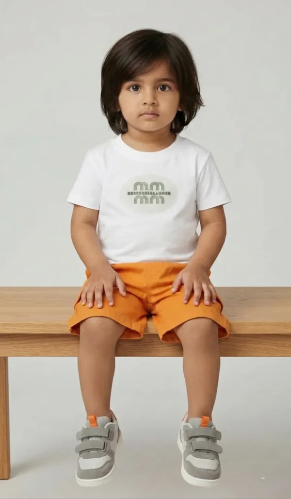 Rhinito_Single_Jersey_Knit_Half_Sleeves__T-Shirt_with_text_print_&_Shorts_Set_-_White_&_Orange
