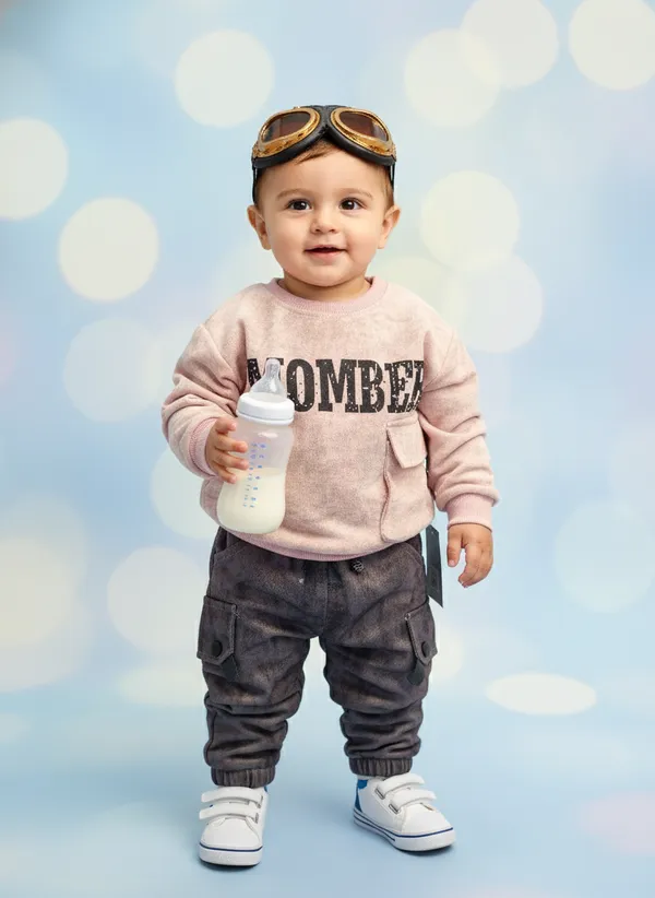 Pink_Cotton_Blend_Long-Sleeve,_Printed_Sweatshirt_And_Cargo_Pant