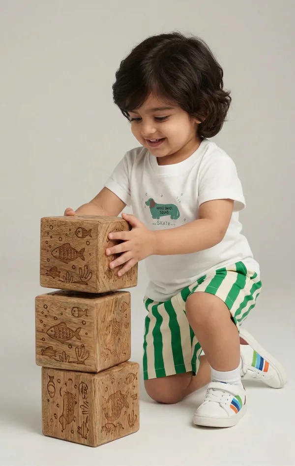 Rhinito_Single_Jersey_Knit_Half_Sleeves_T-Shirt_with_Animal_Text_Print_&_Shorts_Set__-_White_&_Green_colour