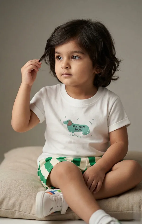Rhinito_Single_Jersey_Knit_Half_Sleeves_T-Shirt_with_Animal_Text_Print_&_Shorts_Set__-_White_&_Green_colour