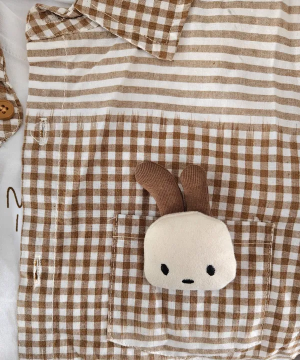 Brown_Cotton_Checks_Tshit,_Printed_Shirt_And_Shorts