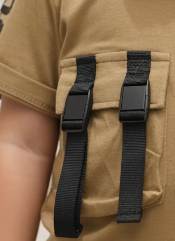 Khakhi_Cotton_Light_Khaki_Tshirt_And_Black_Short