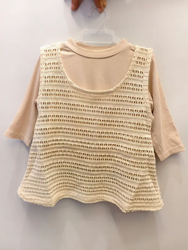 Beige_Cotton_Knitted_Vest_And_Long-Sleeve_Top_Set