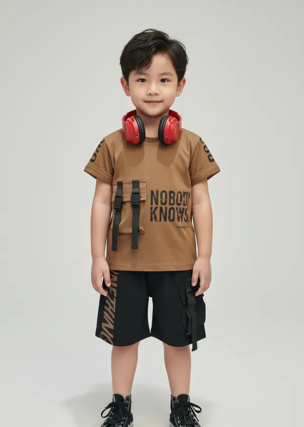 Brown_Cotton_Dark_Brown_Tshirt_And_Black_Short