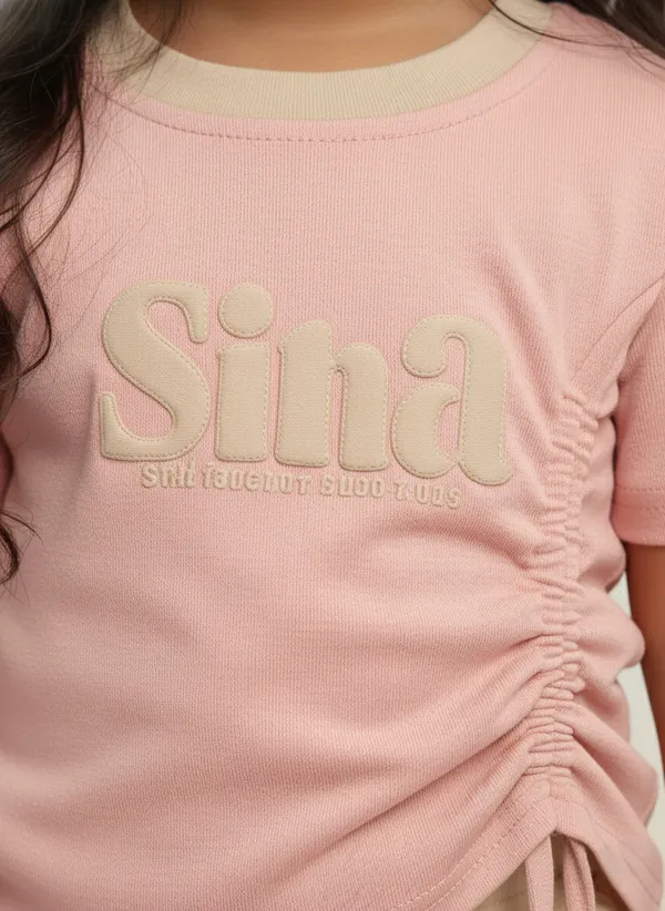Pink_Cotton_Blend_Short-Sleeve_T-Shirt_And_Cargo_Pant