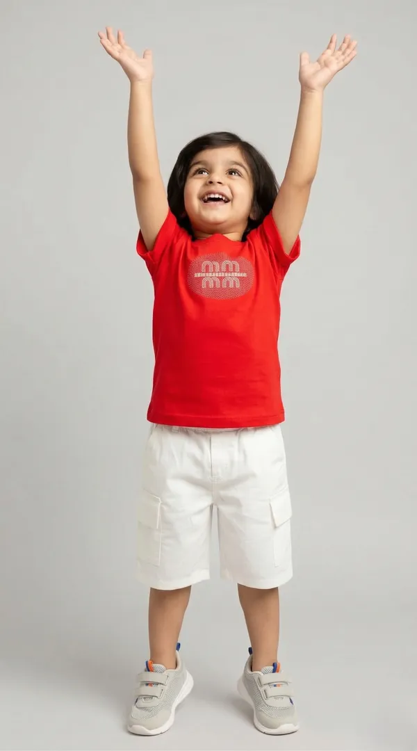 Rhinito_Single_Jersey_Knit_Half_Sleeves__T-Shirt_with_text_print_&_Shorts_Set_-_Red_&_White