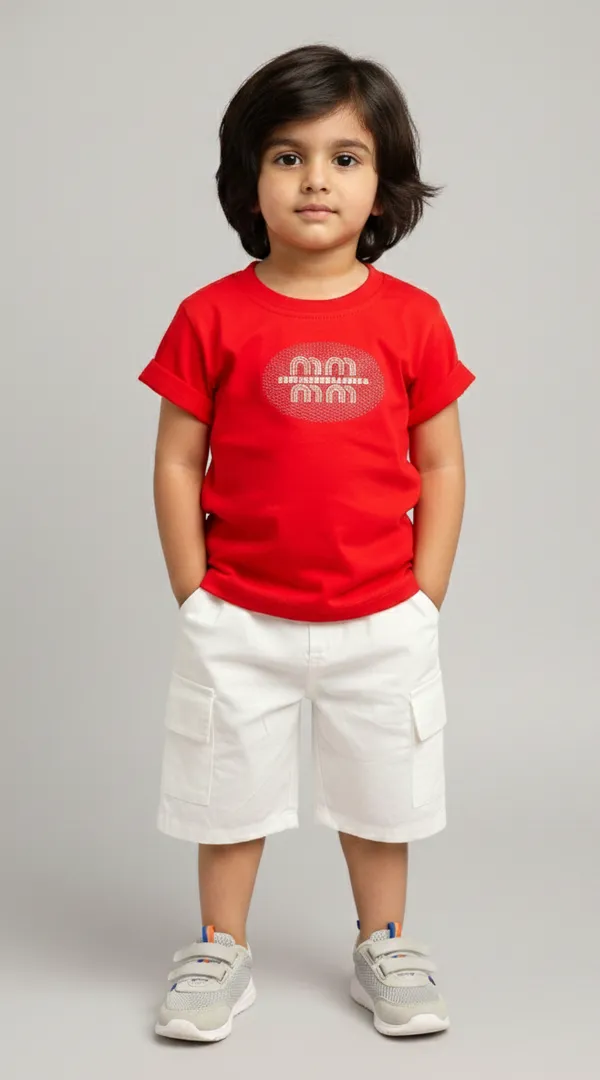 Rhinito_Single_Jersey_Knit_Half_Sleeves__T-Shirt_with_text_print_&_Shorts_Set_-_Red_&_White