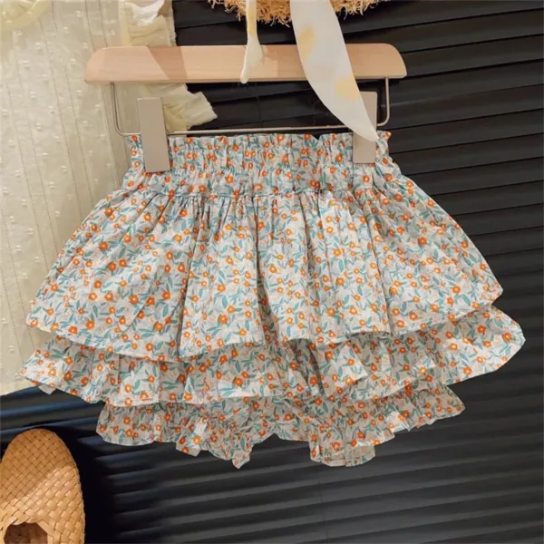 White_Cotton_Blend_Girl'S_Top_And_Shorts_Set
