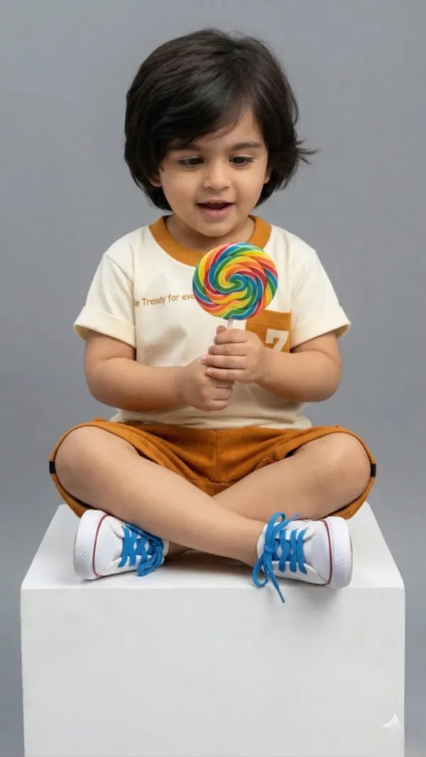Mini_Mood_Summer_Set-_Half_Sleeve_T-shirt_with_7_and_text_print_&_Short_Set_-_Multi_Colour
