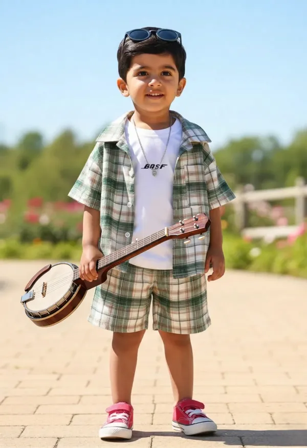 Tiny_Trend_Woven_Half_Sleeves_Checks_Shirt_&_Short_With_Inner_Tee_Multicolor_Set