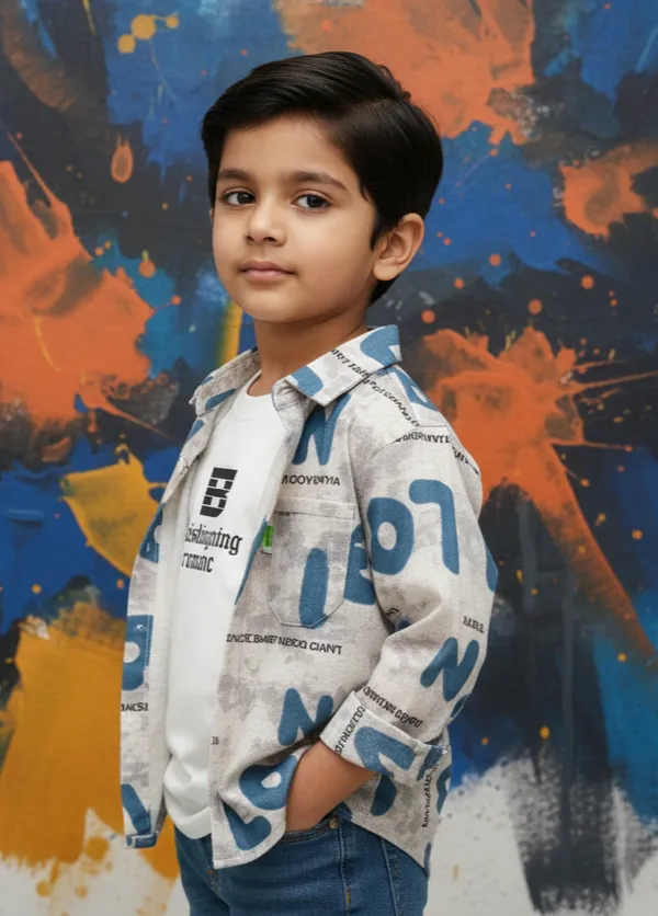 Blue_Cotton_Blend_Boy'S_Printed_Shirt_With_T-Shirt