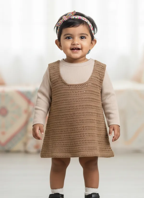 Brown_Cotton_Knitted_Vest_And_Long-Sleeve_Top_Set