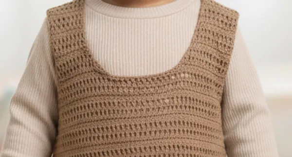 Brown_Cotton_Knitted_Vest_And_Long-Sleeve_Top_Set
