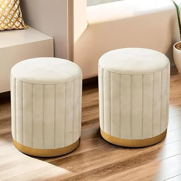 Cream_Round_Ottoman_For_Home_(Pack_Of_2)