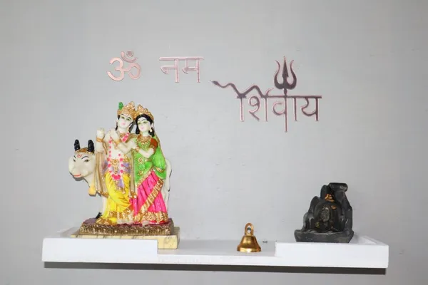White_Temple_Shelf_with_Shivay_Sticker_For_Home_or_Shop,_with_2_bell_free