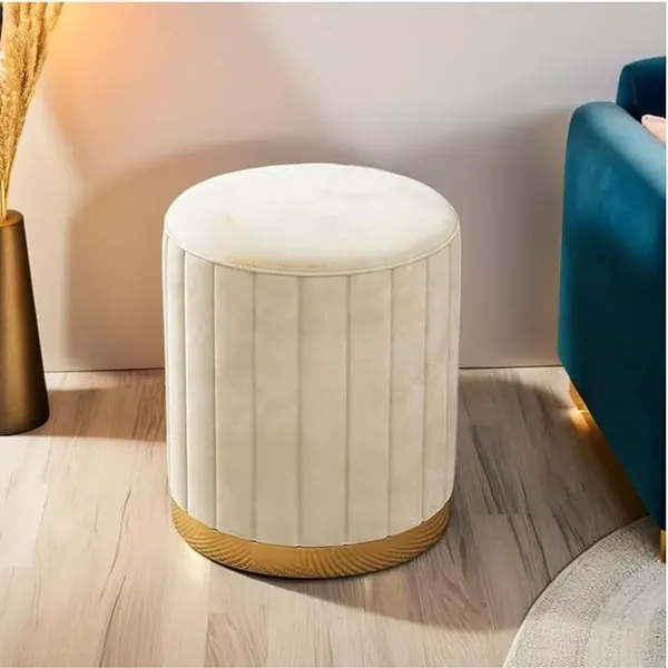 Cream_&_Maroon_Round_Ottoman_For_Home_(Pack_Of_2)